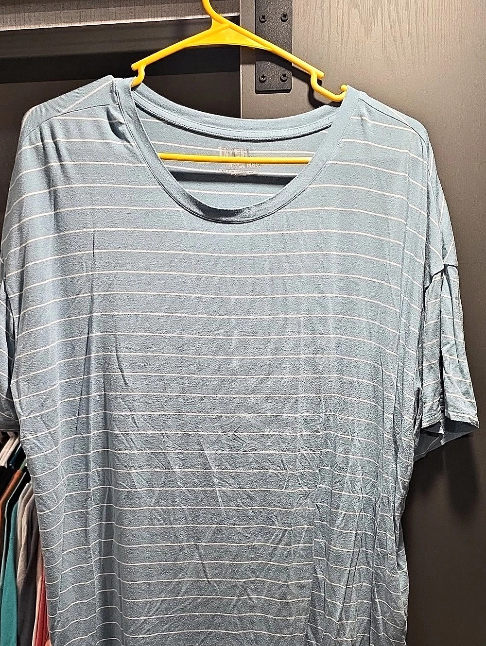 Time and Tru Striped Short Sleeve Tee in Blue & Pink Size Large Like New